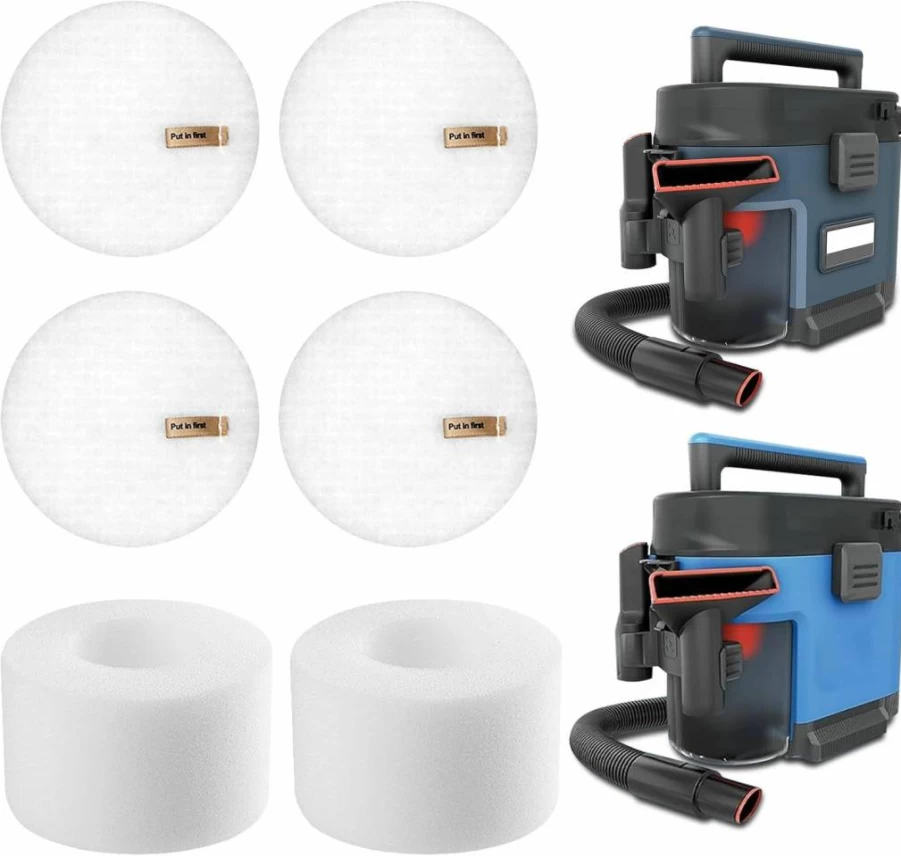 Kaulolado Replacement Wet/Dry Vacuum Filters for Shark Messmaster VS100, VS101, VS100C - Includes 2 Foam Filters and 4 Sponge Filters