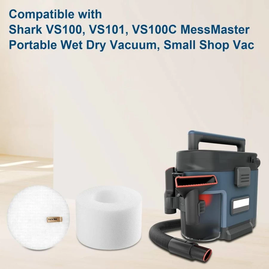 Kaulolado Replacement Wet/Dry Vacuum Filters for Shark Messmaster VS100, VS101, VS100C - Includes 2 Foam Filters and 4 Sponge Filters