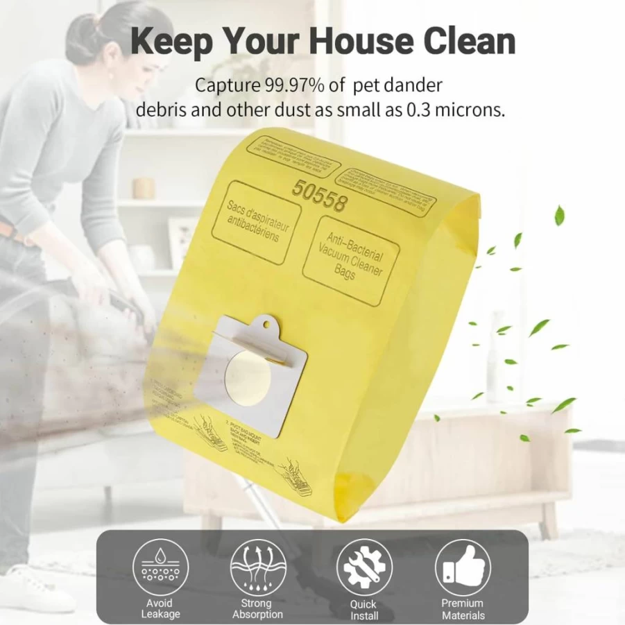 Improvedhand 10PCS Vacuum Cleaner Bags Compatible with Kenmore Canister Type C/Q 50555 50557 50558 & Type C-5, High-Quality Replacement Bags