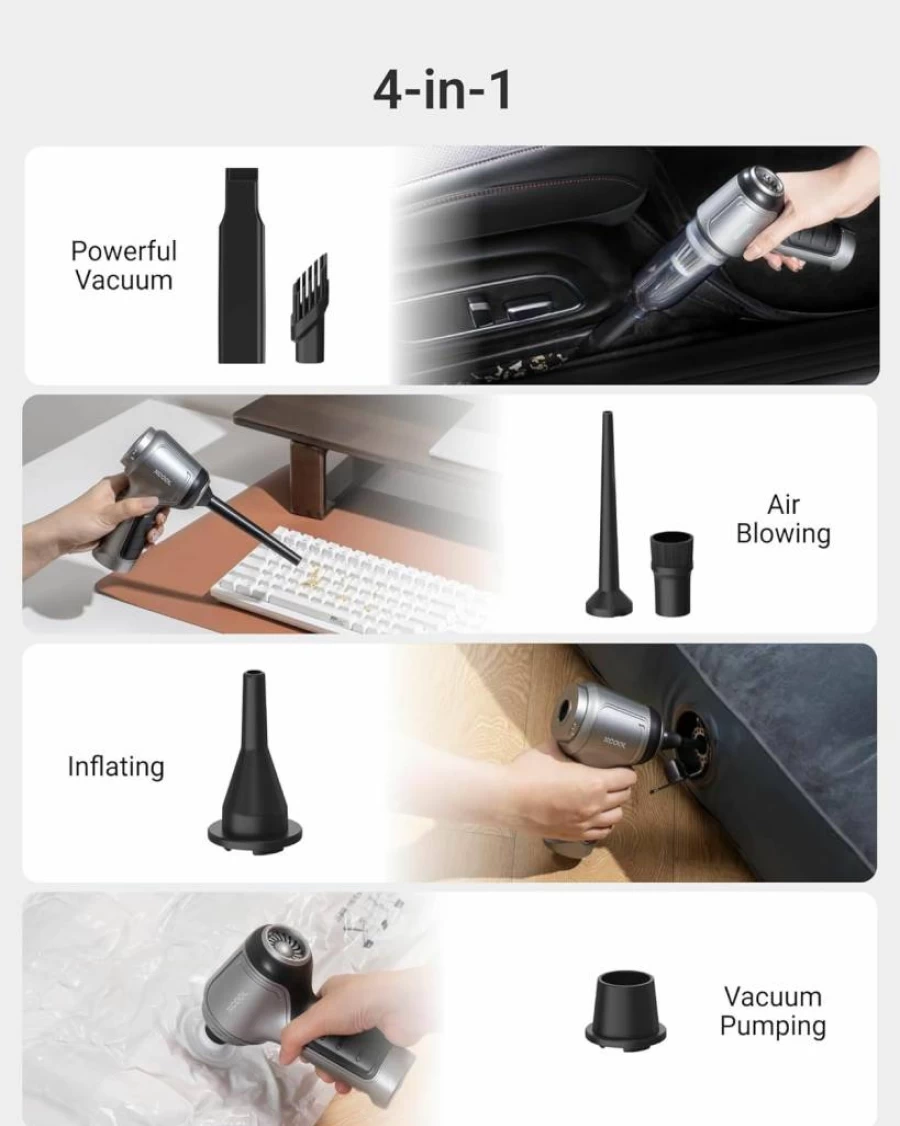 XCOOL 12000Pa Cordless Handheld Vacuum Cleaner - 4-in-1 Ultra Light (0.8Lb) Car Vacuum & Blower for Pet Hair, Home, PC, Electronics, Portable Rechargeable Small Vacuum