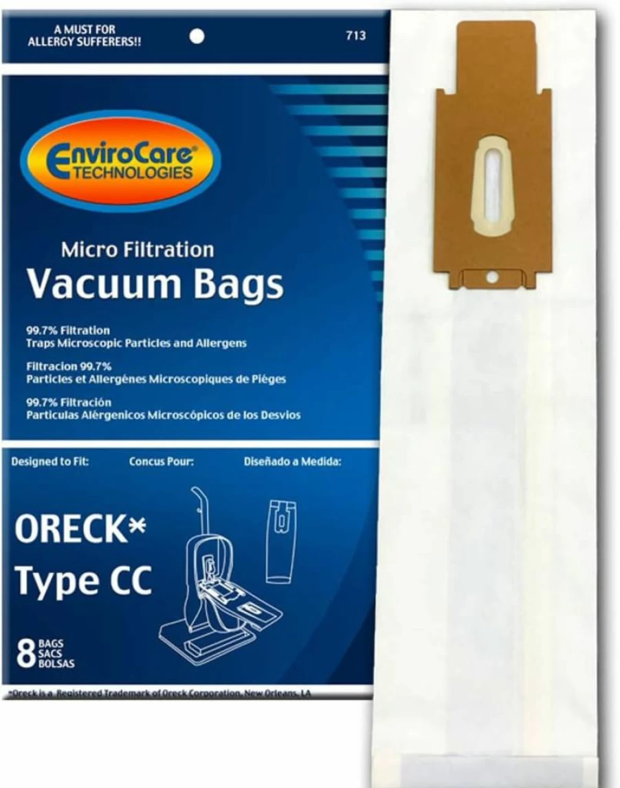EnviroCare 8 Pack Replacement Vacuum Bags for Oreck XL Series - Fits XL7, XL21, 2000, 3000, 4000, 8000, 9000 Upright Vacuums - Micro Filtration Bags Type CC XL