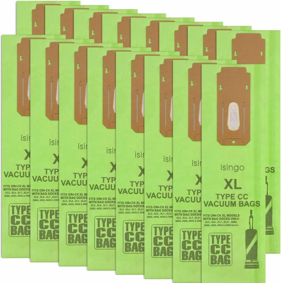 iSingo 16 Pack Vacuum Bags for Oreck Type CC, Compatible with XL XL2 XL7 XL21 Upright Vacuums, Replaces CCPK8 CCPK8DW, Durable Green Replacement Bags