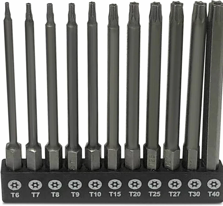 Aiyun 11-Piece S2 Steel Magnetic Security Bit Set for Shark Vacuum - T6 to T40 Star Driver Bits, 100mm Length, 4-Inch Screwdriver Accessories