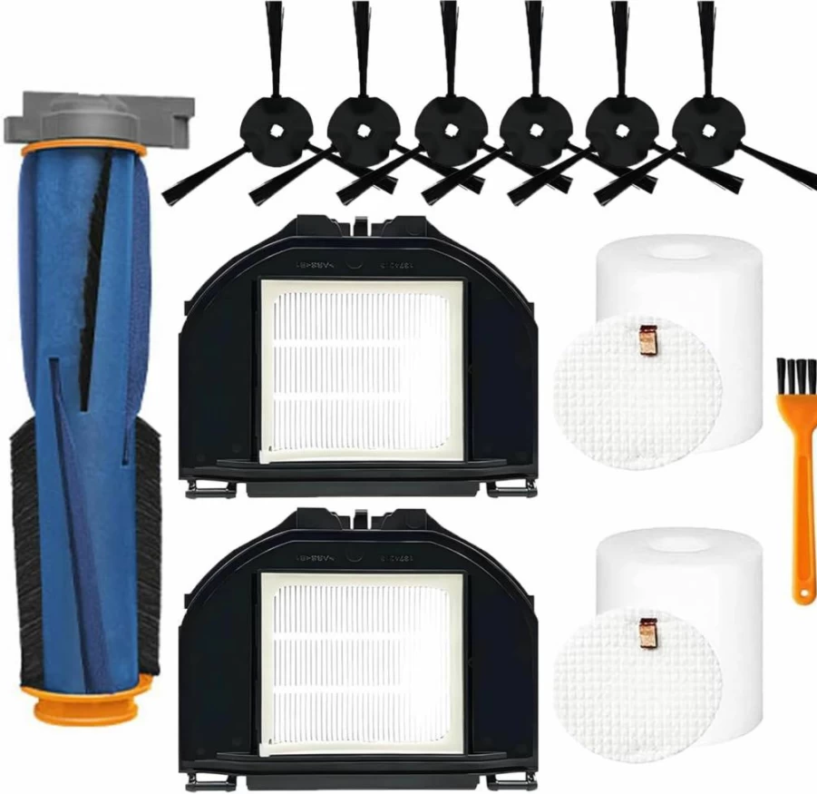 ZXHUANGOH Replacement Parts Kit for Shark RV2310AE Robot Vacuum - 1 Main Brush, 6 Side Brushes, 2 HEPA Filters, 2 Foam Filters, 1 Cleaning Tool - Compatible Accessories Bundle