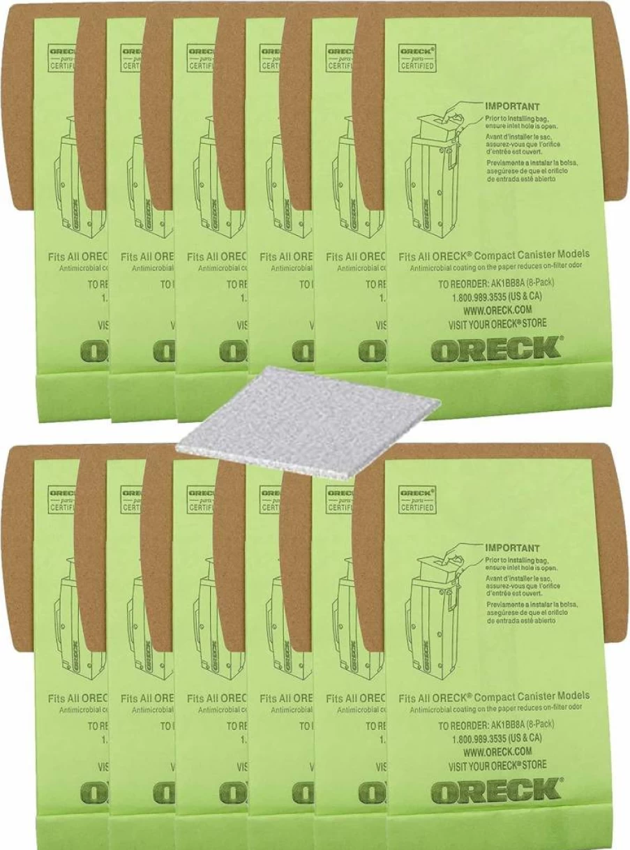 Youmeichuang 12-Pack Vacuum Bags with Motor Filter Compatible for Oreck Type BB Compact Canister Models (PKBB12DW)