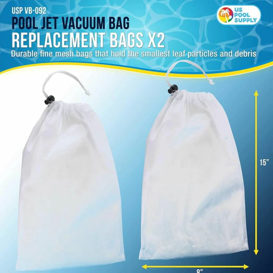 U.S. Pool Supply Universal Pool Vacuum Jet Bags, 2 Pack - Replacement Leaf & Debris Collection for VC-358 Deluxe Jet Vacuum Cleaner - Underwater Pool Maintenance Accessories