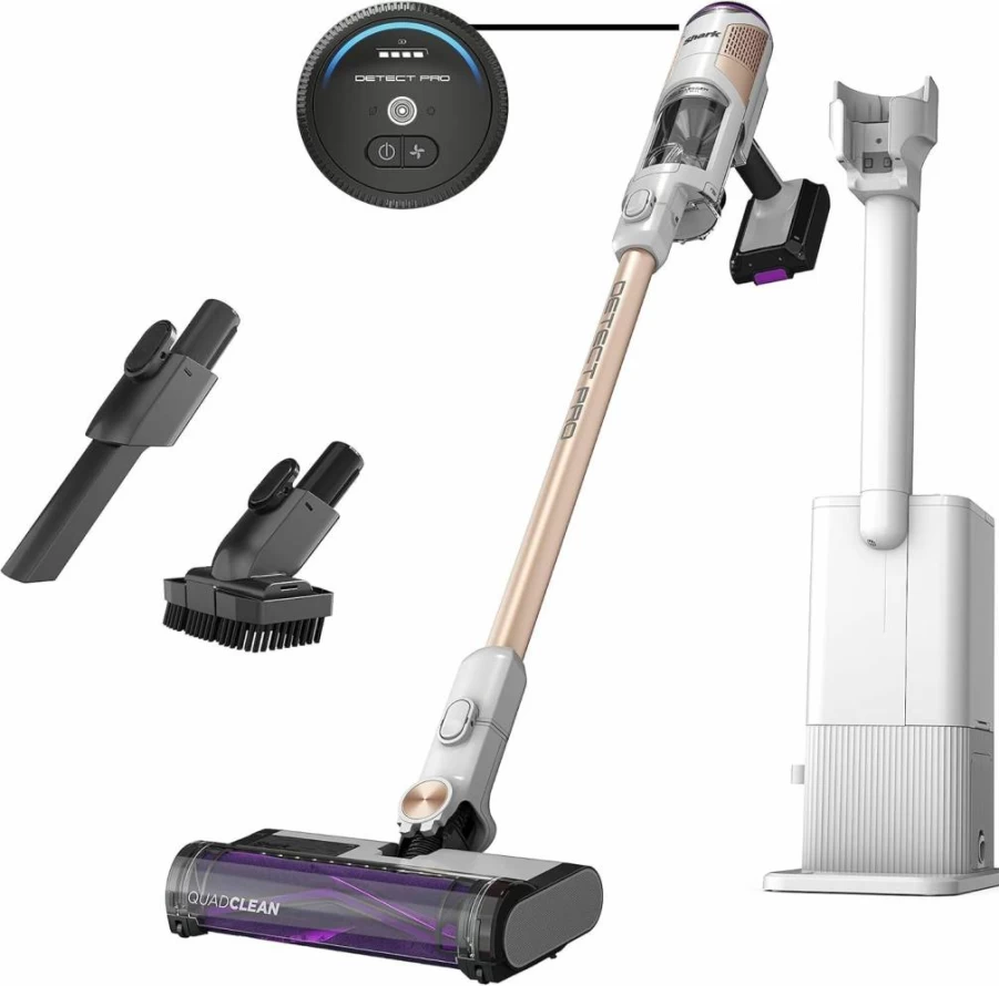 Shark Iw3511 Lightweight Cordless Vacuum Cleaner with HEPA Filter, Auto-Empty System, Handheld Attachment & Crevice Tool, Ideal for Pet Hair, White