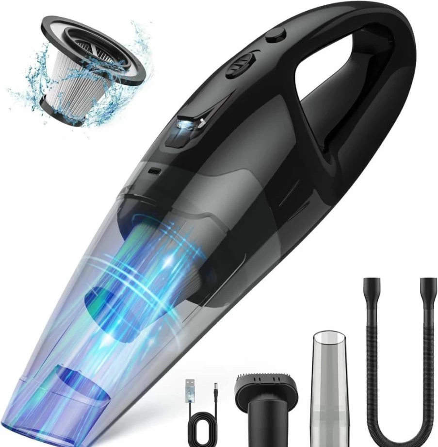 BSRCO Cordless Handheld Vacuum Cleaner - 3-in-1 Rechargeable USB Car Vacuum with LED Light, HEPA Filter, 1.65Lbs Lightweight for Dust & Pet Hair