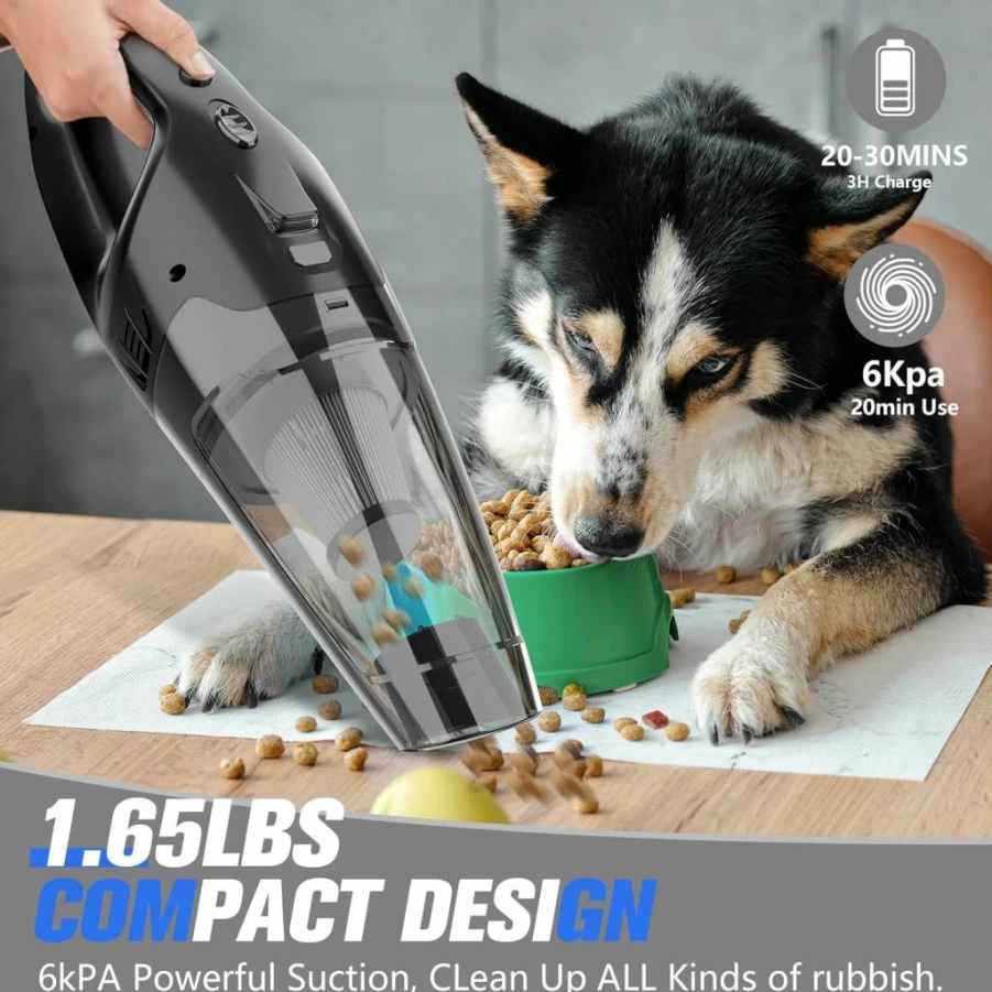 BSRCO Cordless Handheld Vacuum Cleaner - 3-in-1 Rechargeable USB Car Vacuum with LED Light, HEPA Filter, 1.65Lbs Lightweight for Dust & Pet Hair