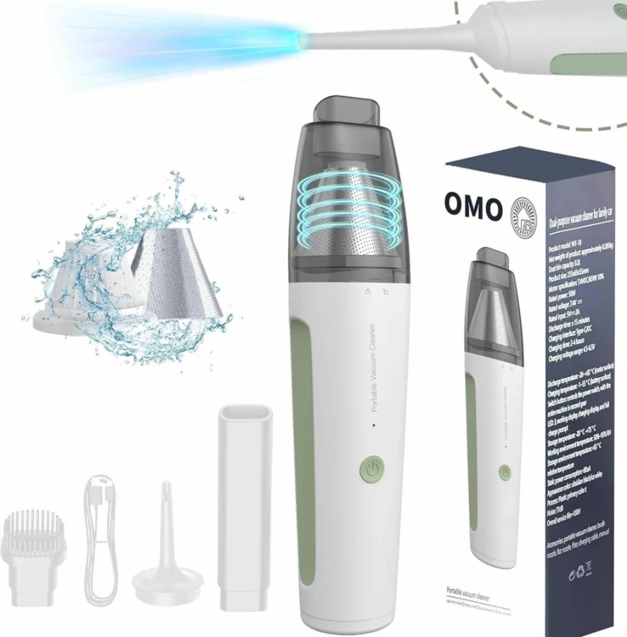 OMO Handheld Cordless Vacuum Cleaner - 13000Pa Powerful Suction, 2-in-1 Blow & Dust Removal, Lightweight Portable for Car, Home, Office, Pet Hair (White)