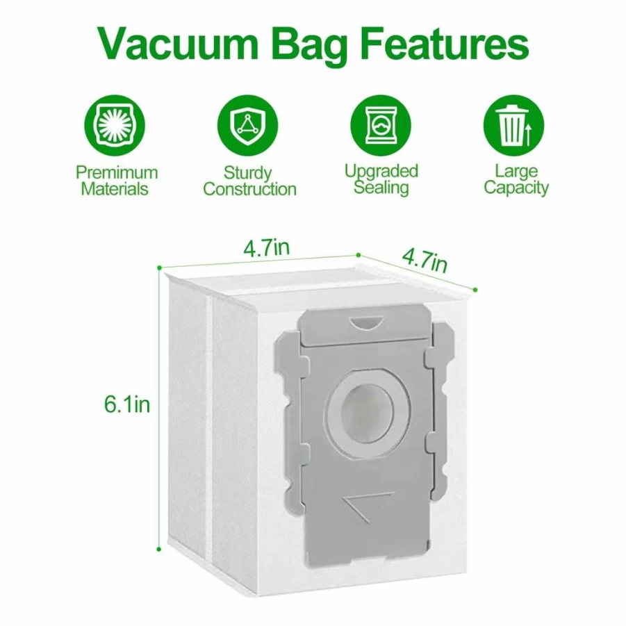 8 Pack Omiracle Vacuum Bags for Roomba i3+/i4+/i5+/i7+/j7+/s9+ - Compatible with iRobot Clean Base, Leakproof Replacement Dust Bags for Roomba J5/J6/J8/J9 Series