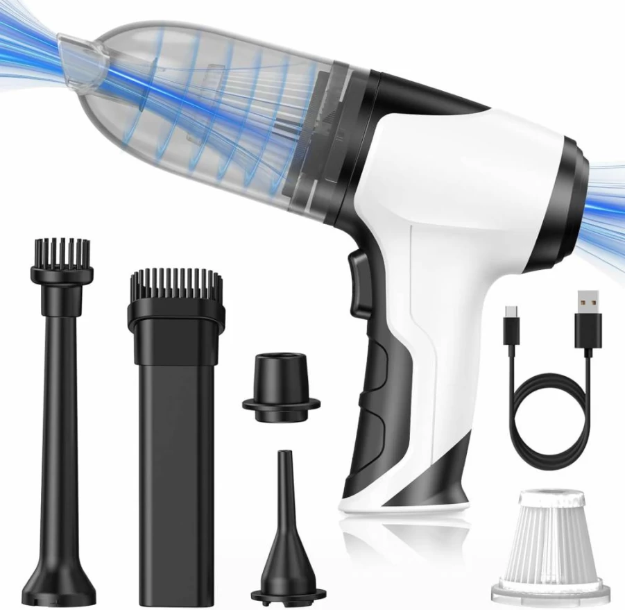Hefoo Home 3-in-1 Cordless Mini Vacuum Cleaner - High Power Handheld Car Vacuum with Air Blower, Wireless for Home, Office & Auto Cleaning, White