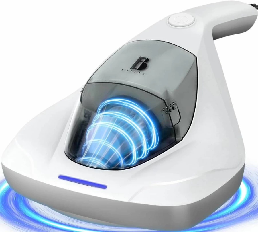 Boreas AP002 Mattress Vacuum Cleaner with UV-C Light, HEPA Filter, Powerful Suction for Dust, Pet Hair, Allergen Removal, Pulsating Pad, Corded Design