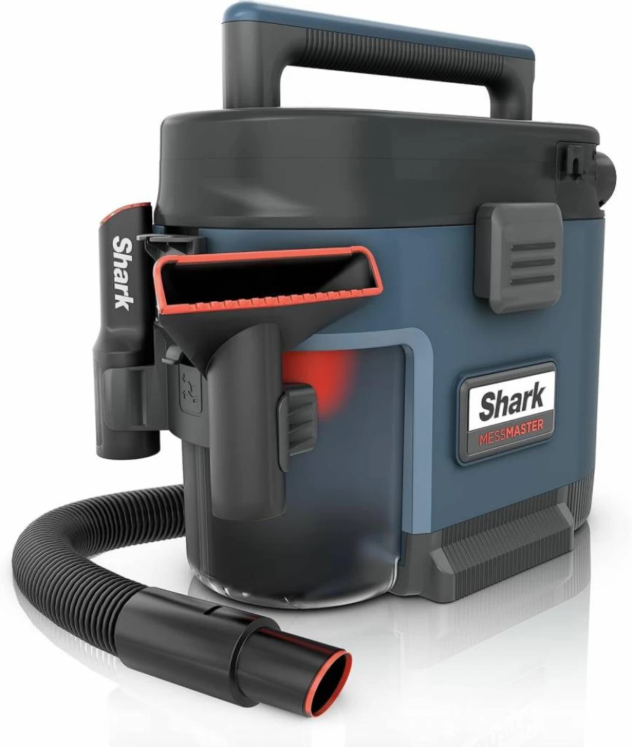Shark VS101 Messmaster 1-Gallon Corded Wet Dry Vacuum with AnyBag Tech, Self-Cleaning & Ultra-Powerful Suction for Pets, Cars, Tough Wet/Dry Messes - Blue