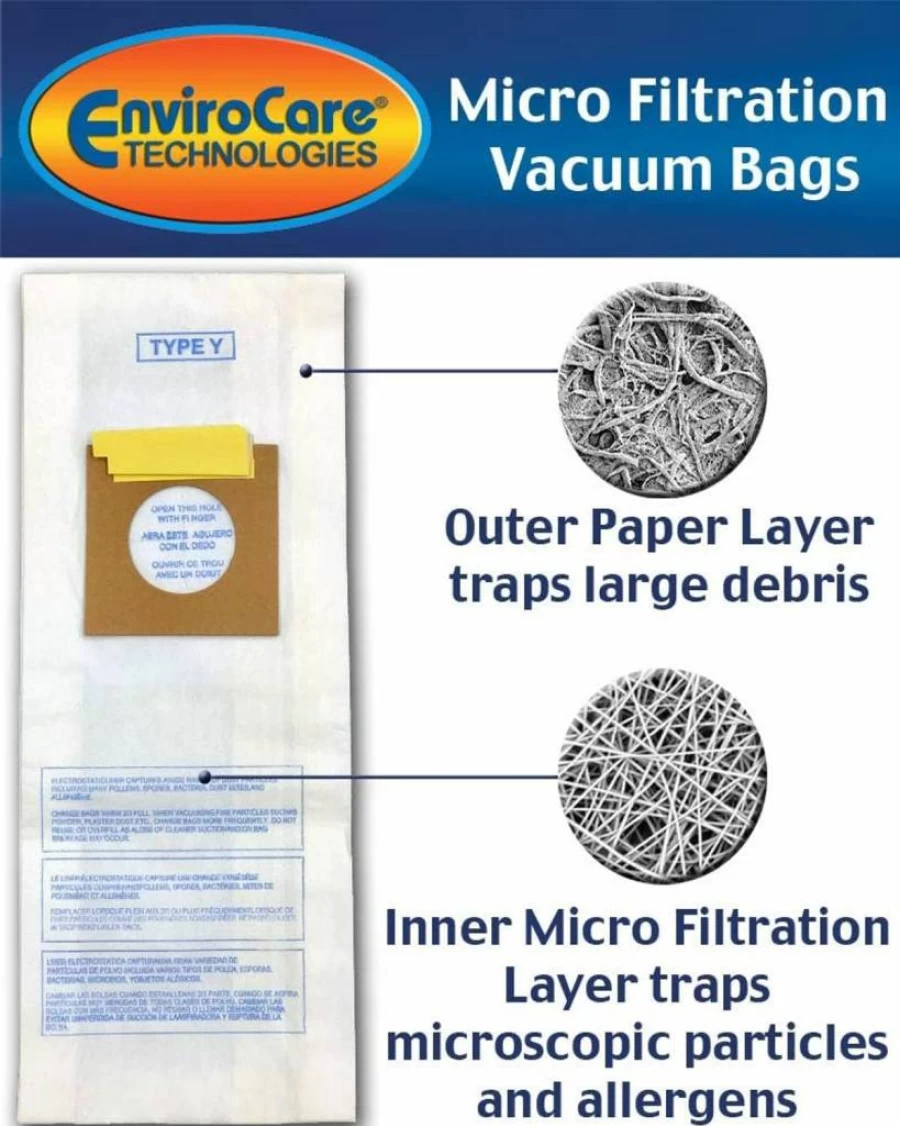 EnviroCare 859-9 Type Y Vacuum Bags 9-Pack Compatible with Hoover WindTunnel Upright Vacuums and Select Hoover Models