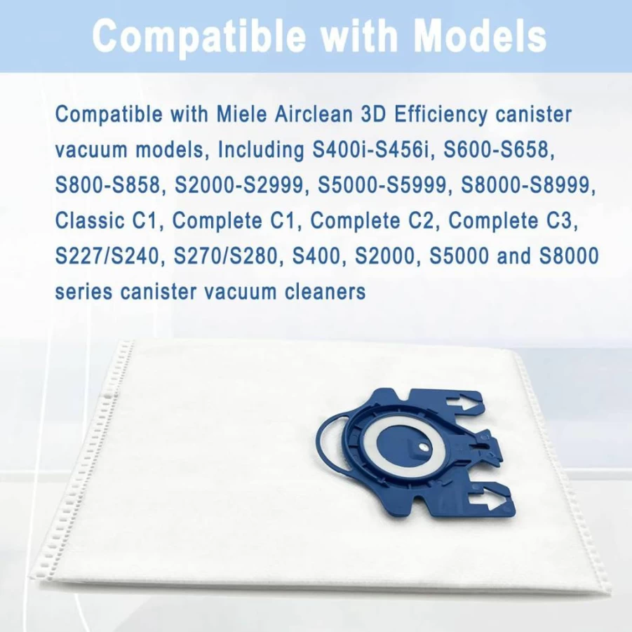 16 Pack CauYien Vacuum Cleaner Bags with 4 Motor & 4 Airclean Filters Compatible with Miele Classic C1, Complete C1 C2 C3, S2, S5, S8 Series