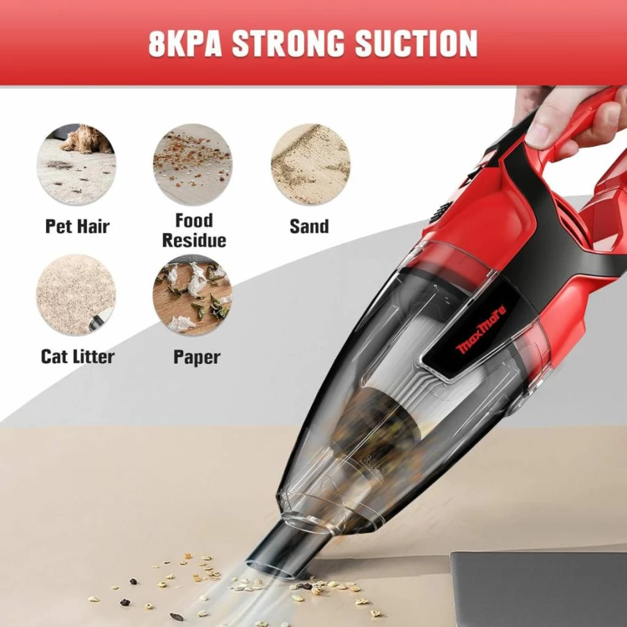 MaxMore 18V Cordless Handheld Vacuum Cleaner 120W - Lightweight Stick Vacuum for Hard Floors, Carpets, Pet Hair - Compatible with Milwaukee Batteries (Battery Not Included)