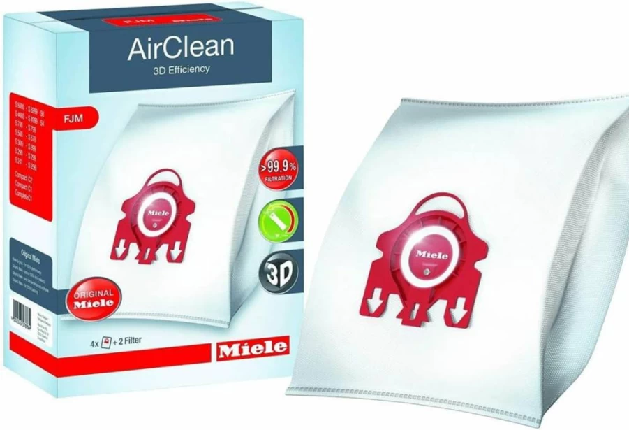 Miele Genuine FJM Vacuum Cleaner Bags - Compatible with Models S241-S256I, S290-S291, S300I-S399, S500-S578, S700-S758, S4000-S4999, S6000-S6999 - AirClean Replacement