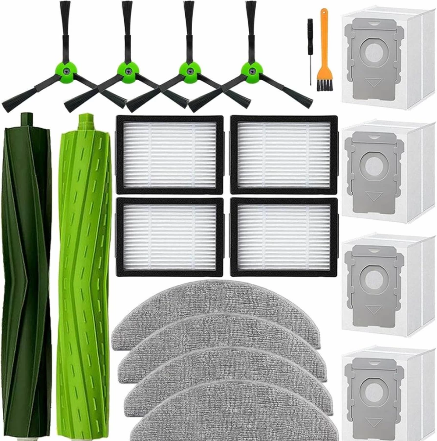 Tivcroxs Replacement Parts Kit for iRobot Roomba Combo i5, i5+, j5, j5+ - 4 Filters, 4 Mop Pads, 4 Side Brushes, 1 Roller Brush, 4 Vacuum Bags