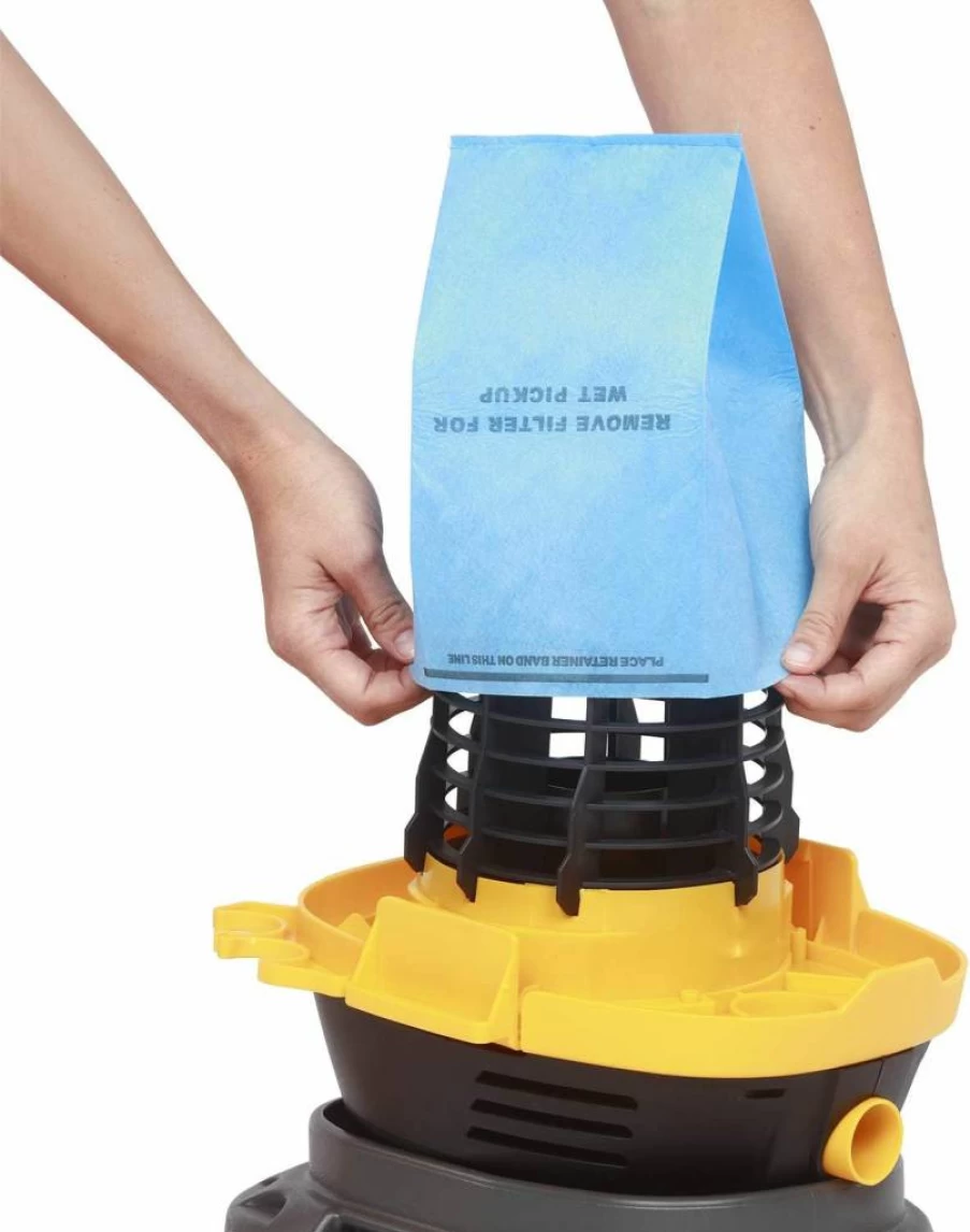 WORKSHOP Wet/Dry Vacuum Filter Bags (3-Pack) - Compatible with 2.5 to 5 Gallon Shop Vacs, Model WS01025F, Reusable Dust Bags for Wet/Dry Cleaners