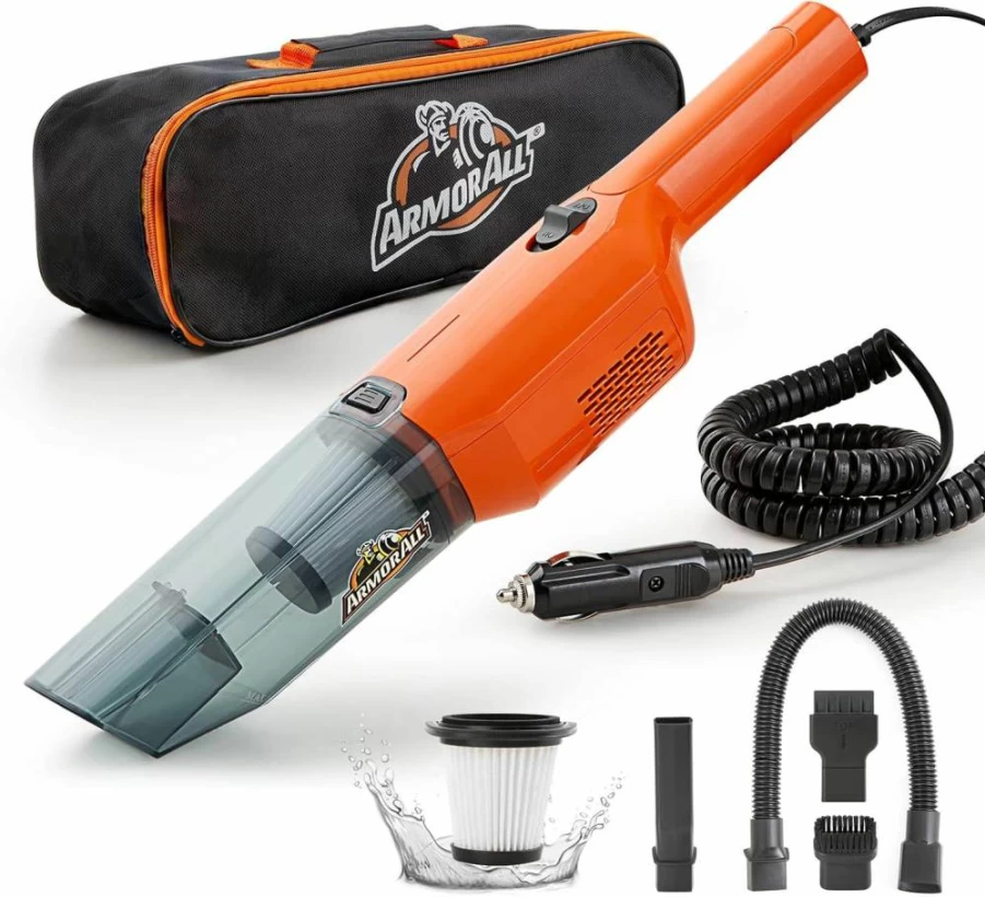 Armor All AA07V1 Handheld Car Vacuum Cleaner - Portable, Lightweight, Orange for Quick Auto Cleaning