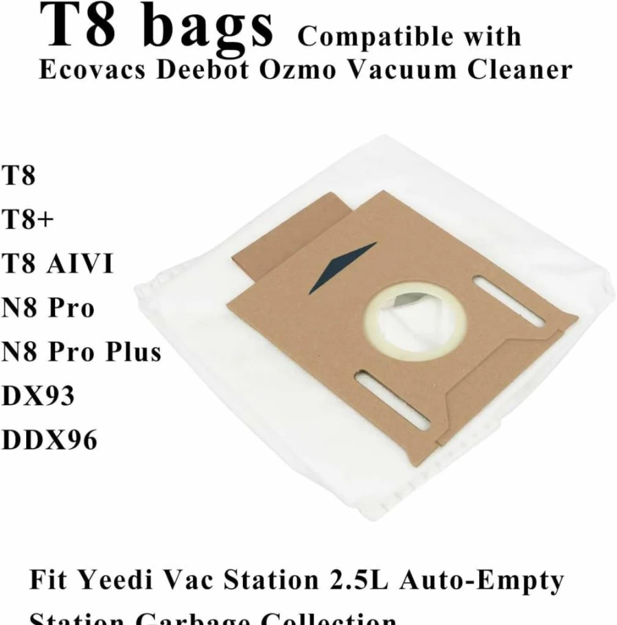 Bitionful 14 Pack T8 Vacuum Bags Compatible with Ecovacs Deebot T8, T8+, T8 AIVI, N8 Pro, N8 Pro Plus, DX93, DDX96 & Yeedi Vac Station 2.5L Auto-Empty Dustbin
