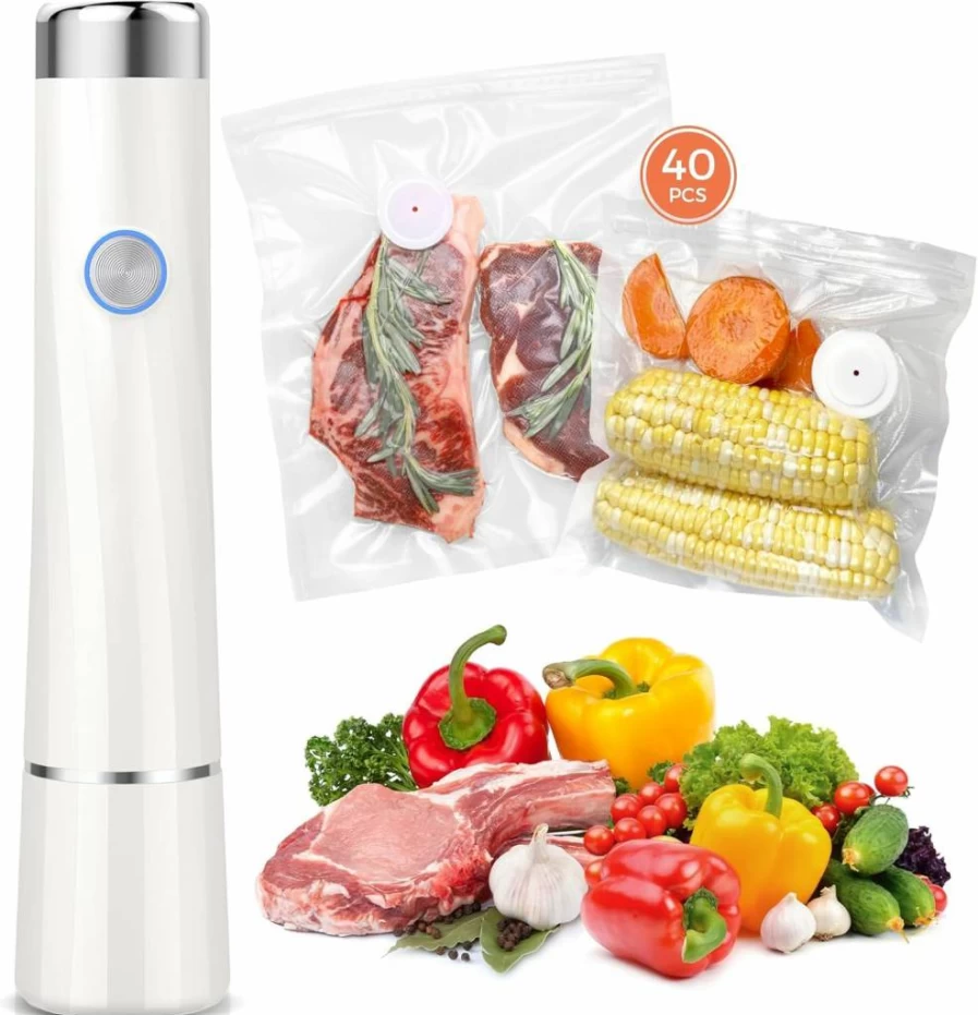 Kayiant Handheld Vacuum Sealer with 40 Reusable Vacuum Seal Bags - 10X Longer Food Preservation & Freshness, Compact Vacuum Sealer for Food Storage