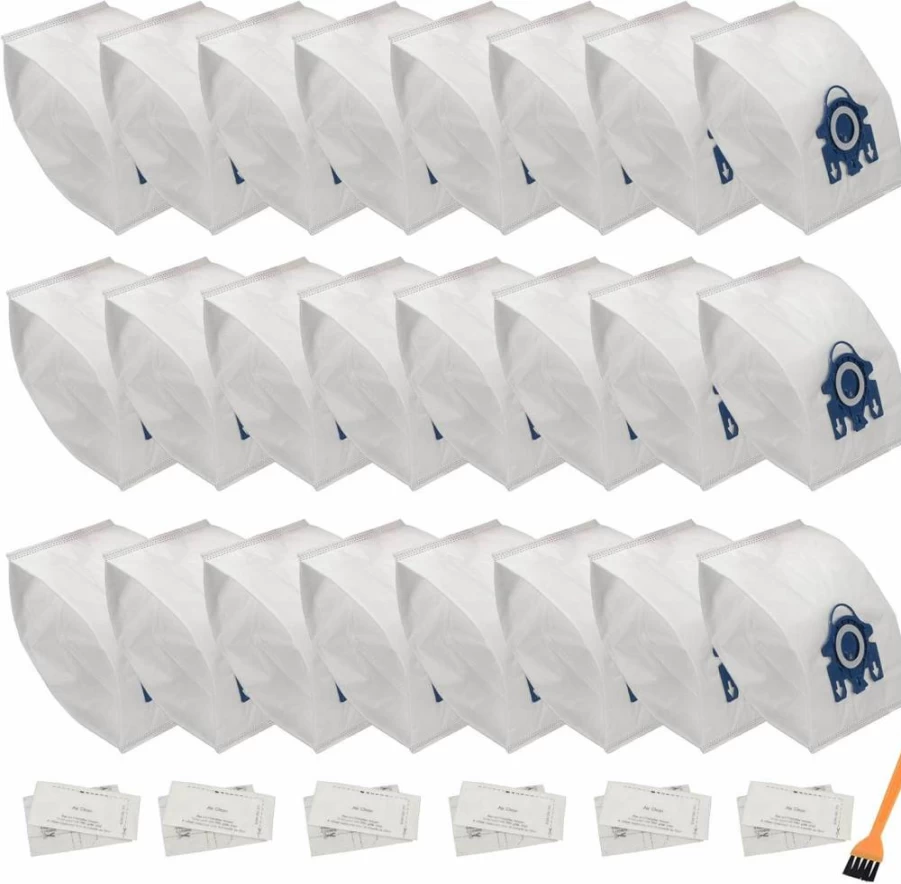 24 Pack LANROON Vacuum Bags & Filters Compatible with Miele Classic C1, C2, C3, S200, S2000, S400, S5, S8 Series - Includes 6 HEPA Filters & 1 Cleaning Brush