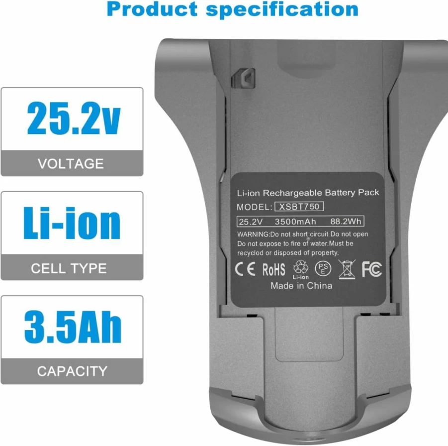 Gemho 3500mAh 25.2V Lithium Ion Battery Replacement for Shark XSBT750 XSBT700 IZ462H IZ463H IZ201 IZ251 IZ482H IZ483H UZ365H Cordless Vacuum Cleaners
